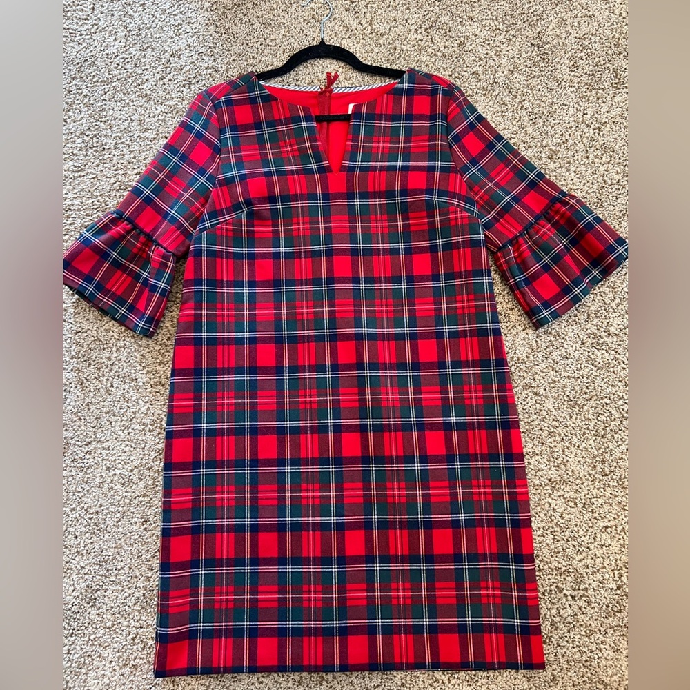 Vineyard Vines Merry Red Plaid Shift Dress Women’s Size 4 EUC